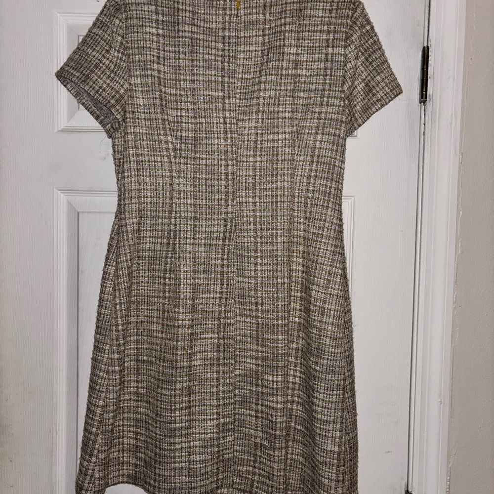 Calvin Klein Cream Sheath Midi Dress Scoop Neck Short Sleeve - Picture 5 of 5